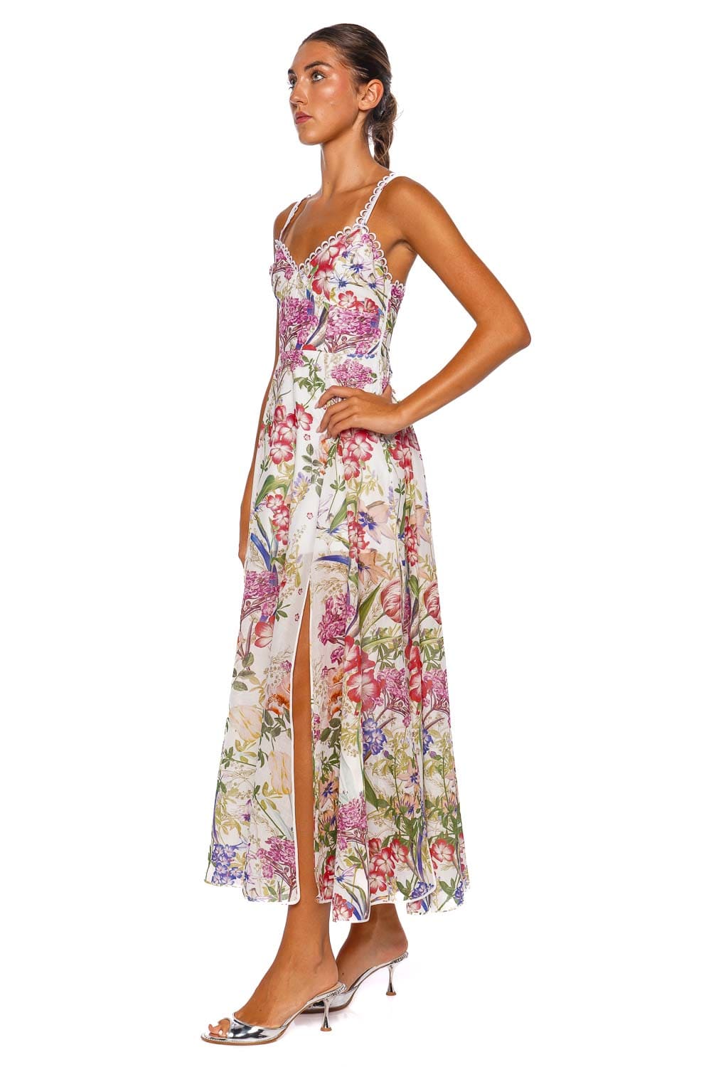 Iraso White Botanical Lace Midi Dress