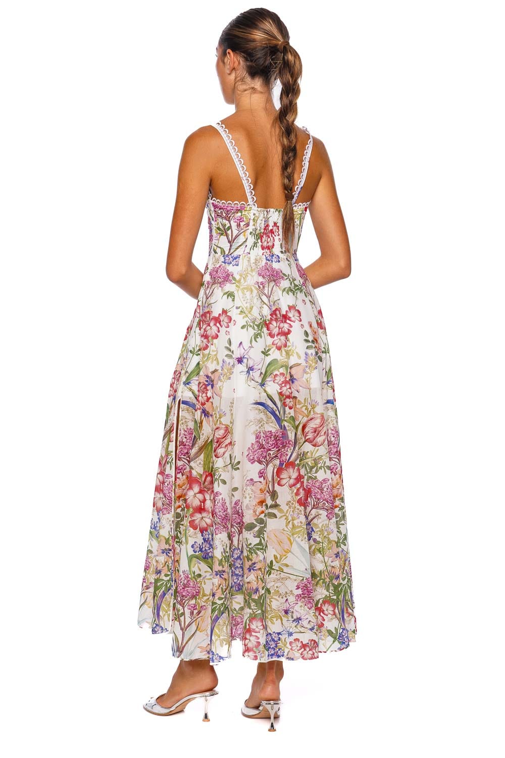 Iraso White Botanical Lace Midi Dress
