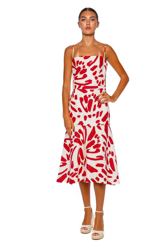 Susurros Scarlet Papillon Linen Midi Dress