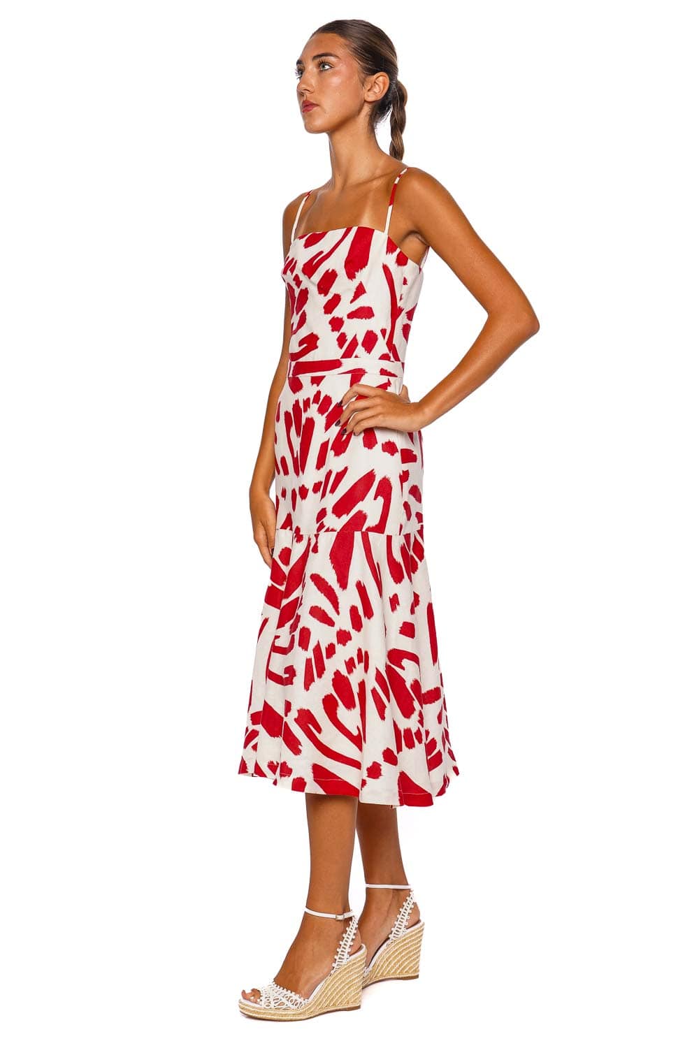 Susurros Scarlet Papillon Linen Midi Dress