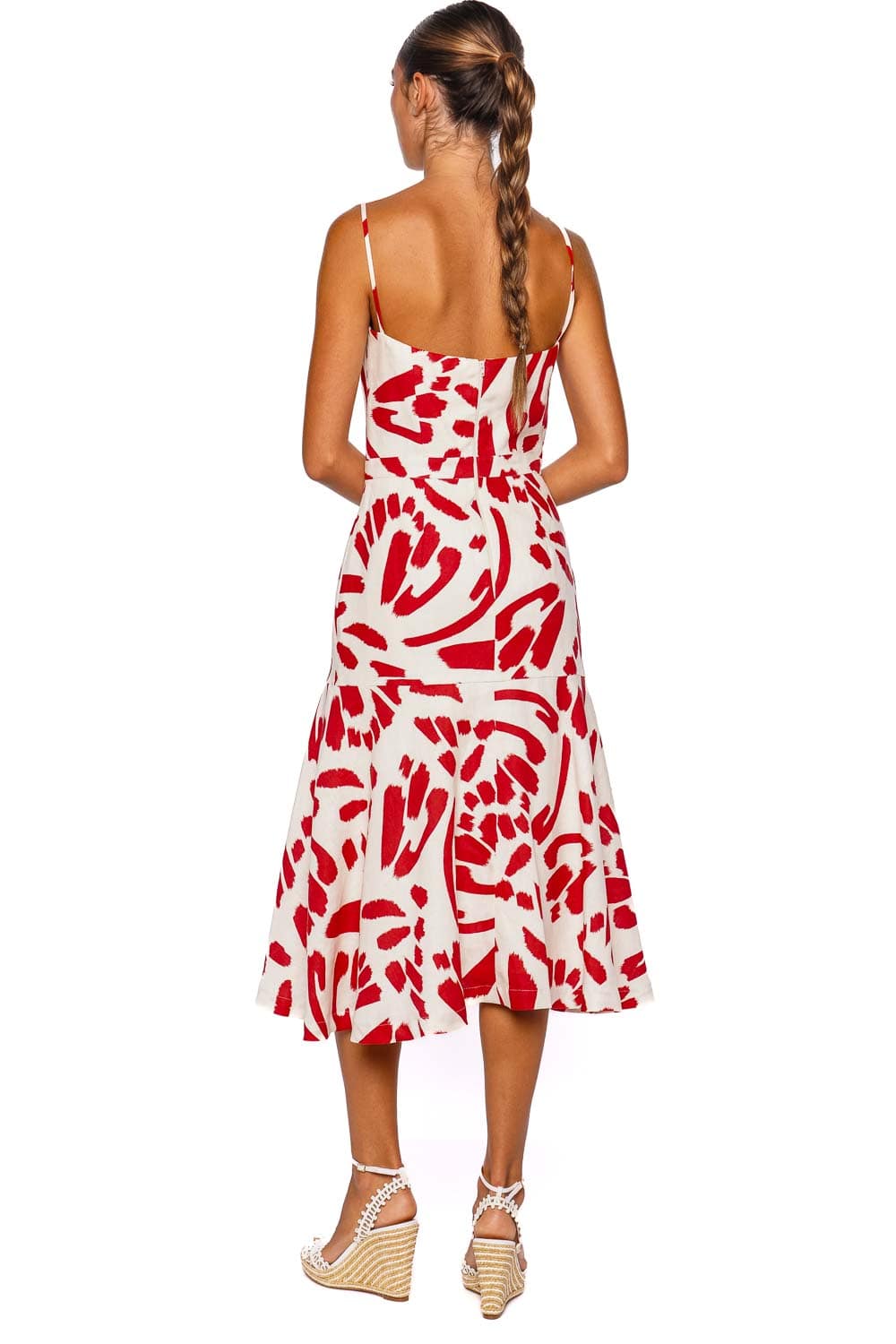 Susurros Scarlet Papillon Linen Midi Dress