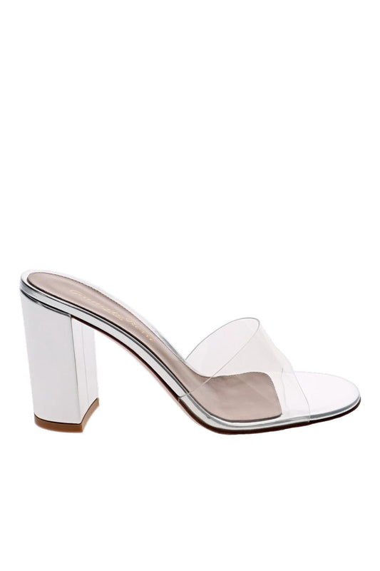 Silver Transparent Leather Block Mule
