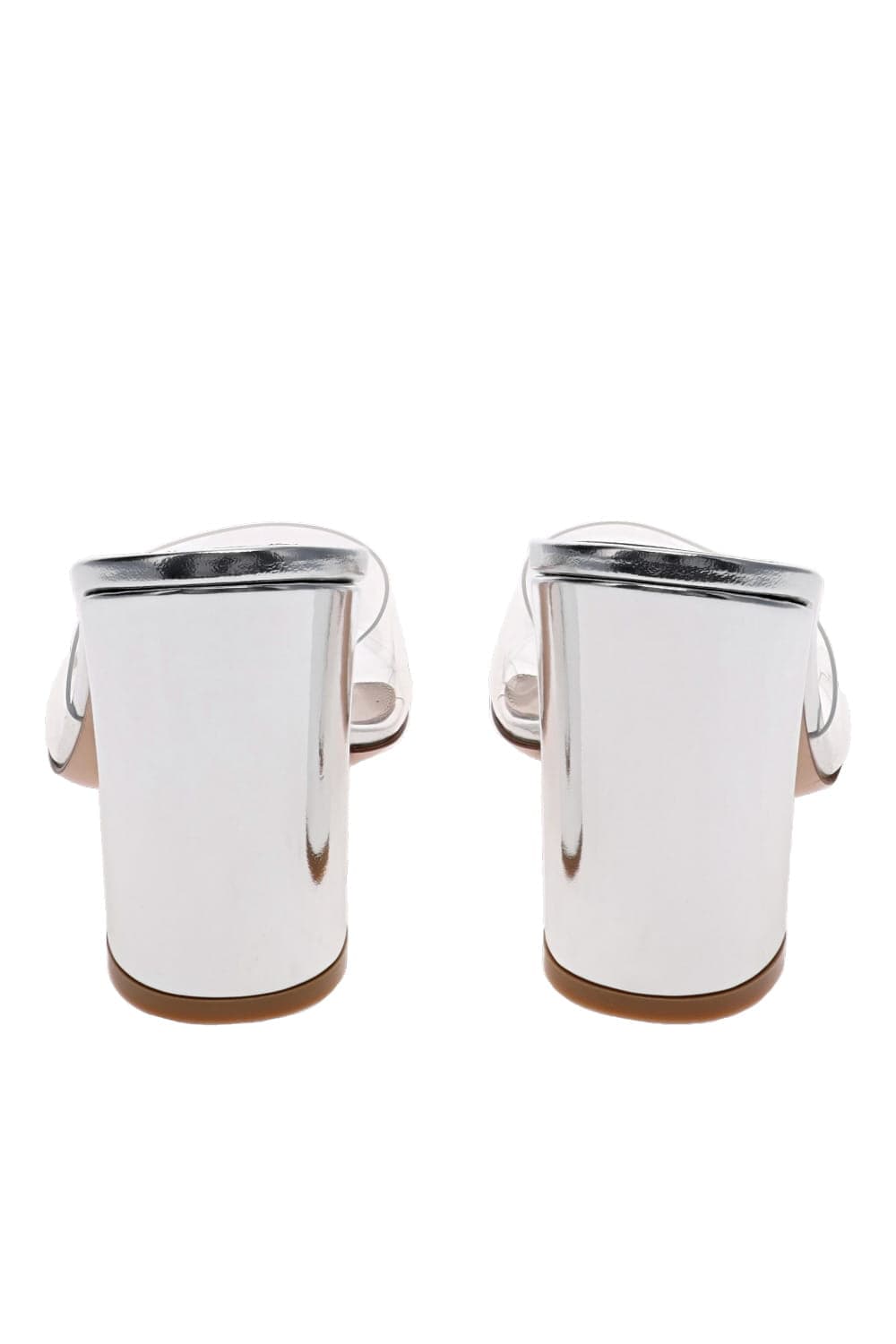Silver Transparent Leather Block Mule