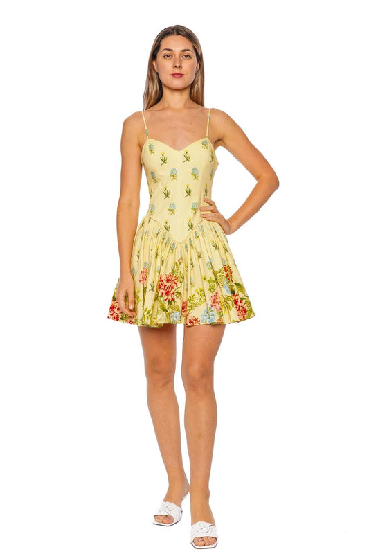 Dhun Yellow Floral Mini Dress