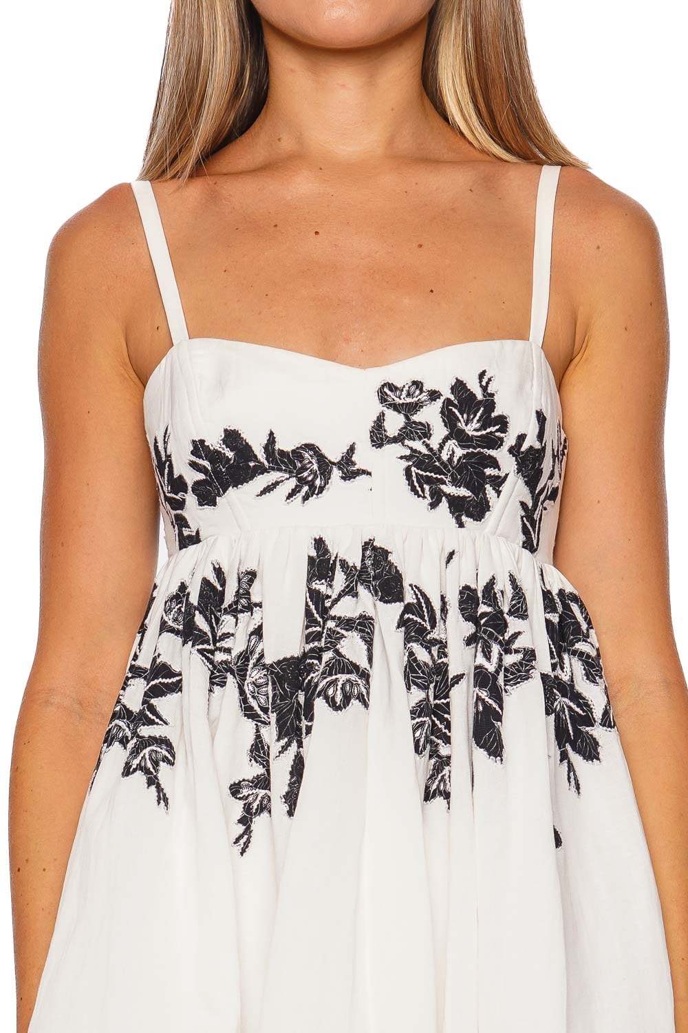 Aahi Black Floral Babydoll Mini Dress