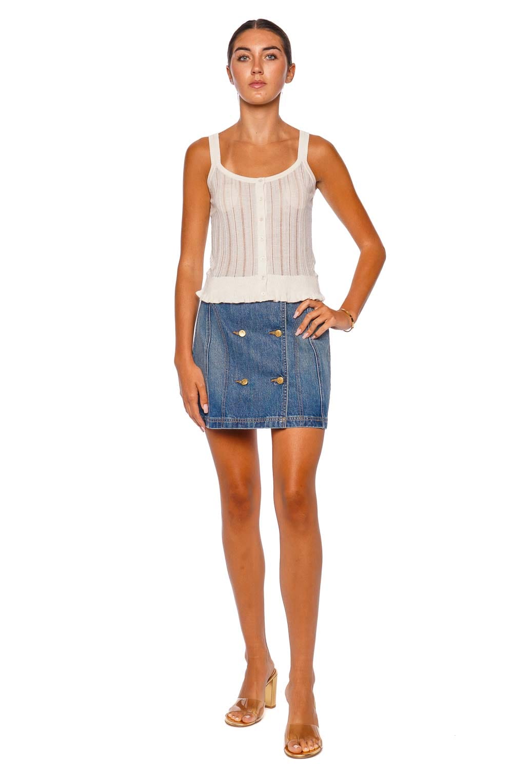 Callie Pristine Pointelle Knit Camisole