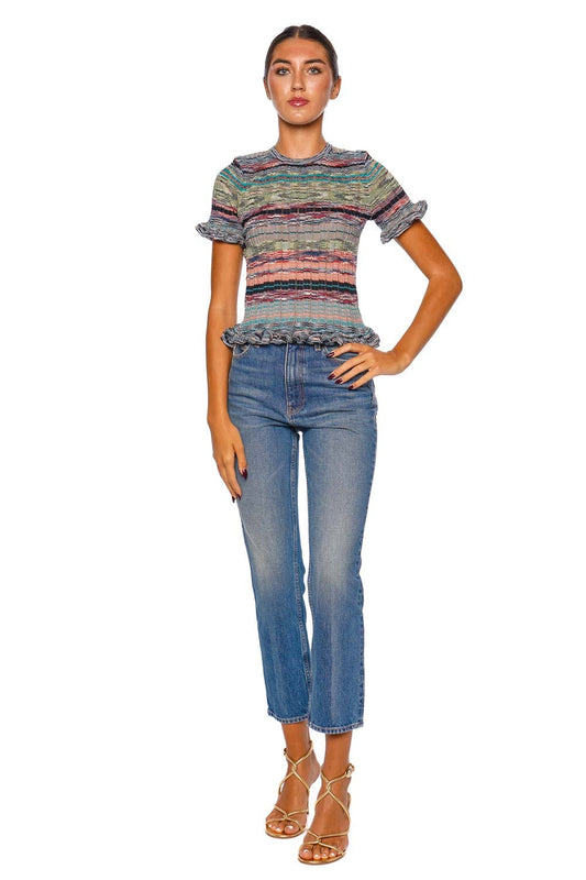 Miya Azurite Short Sleeve Knit Top