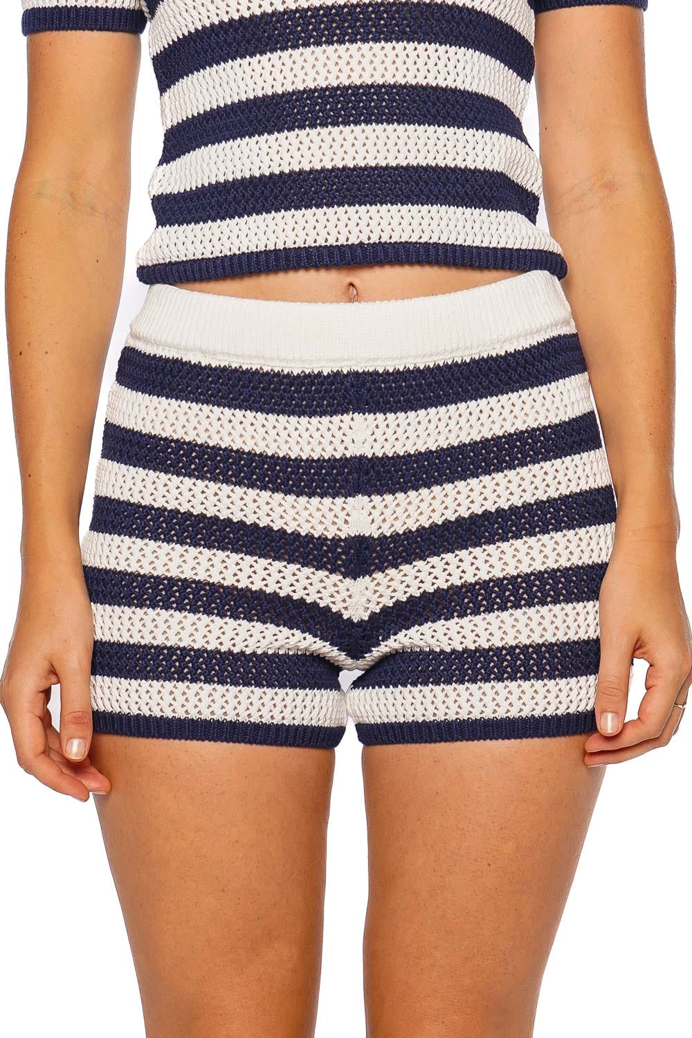 Nini Navy Striped Knit Short