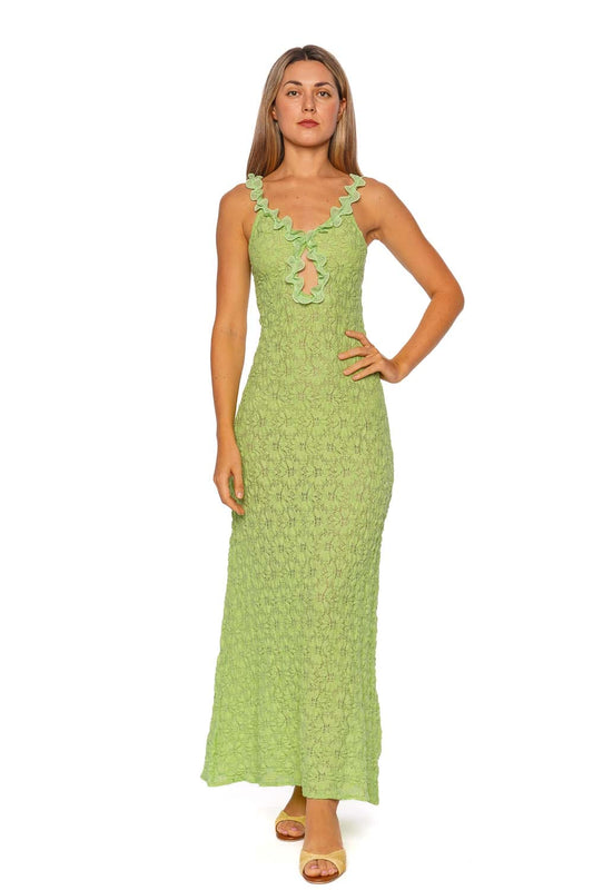Maea Green Ruffled Maxi Dress