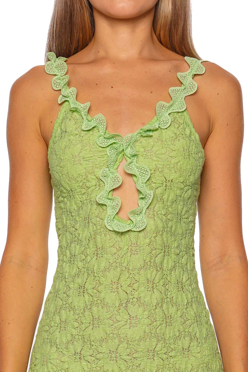 Maea Green Ruffled Maxi Dress