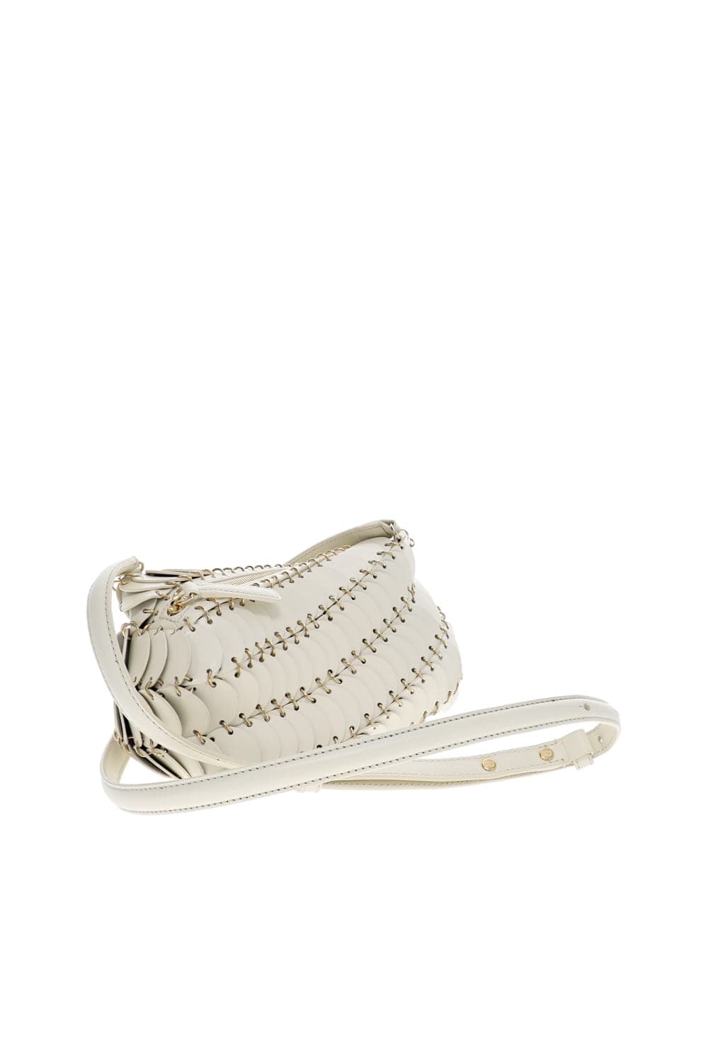 Cream Leather Disc Crossbody Bag