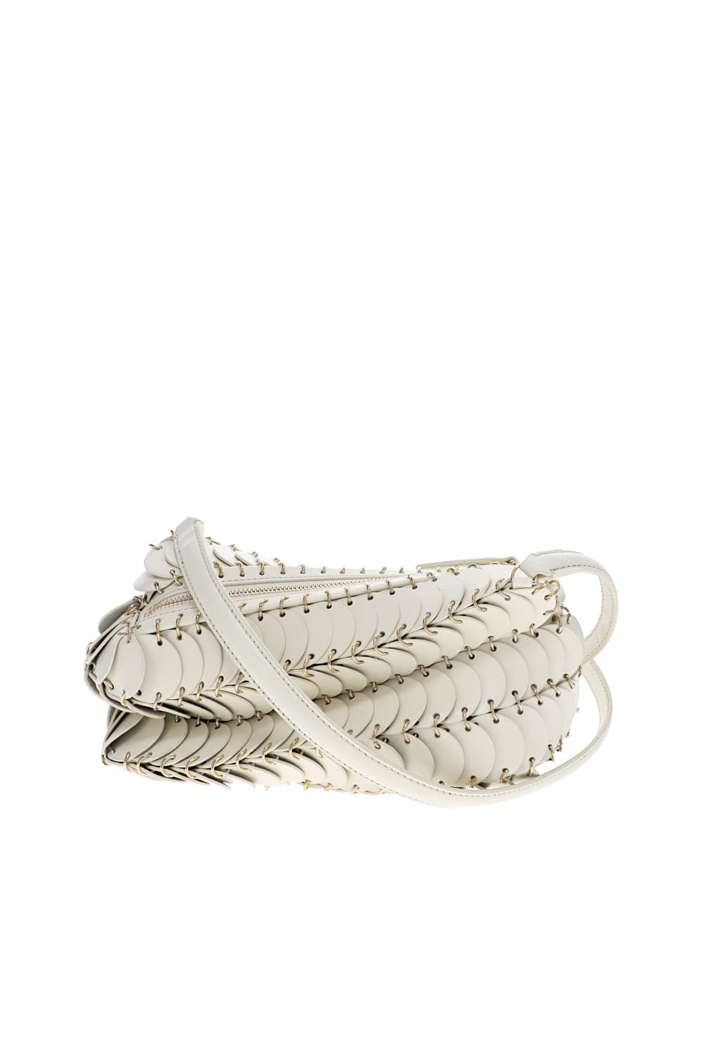 Cream Leather Disc Crossbody Bag