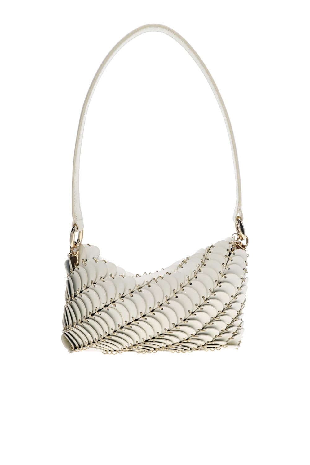 Cream Leather Disc Shoulder Bag