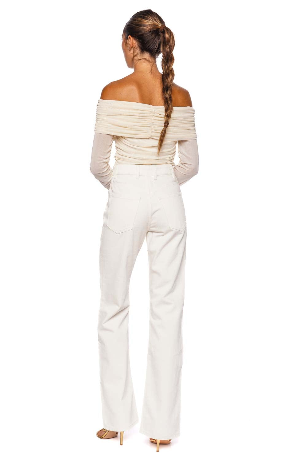 Off White Embellished Denim Pant