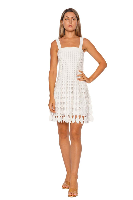 Louna Ivory Cut Out Knit Mini Dress