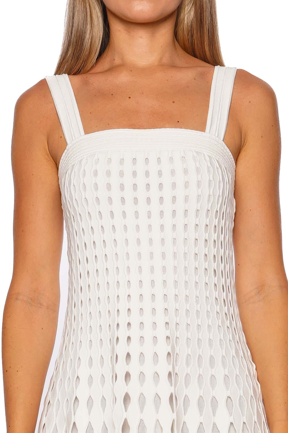Louna Ivory Cut Out Knit Mini Dress