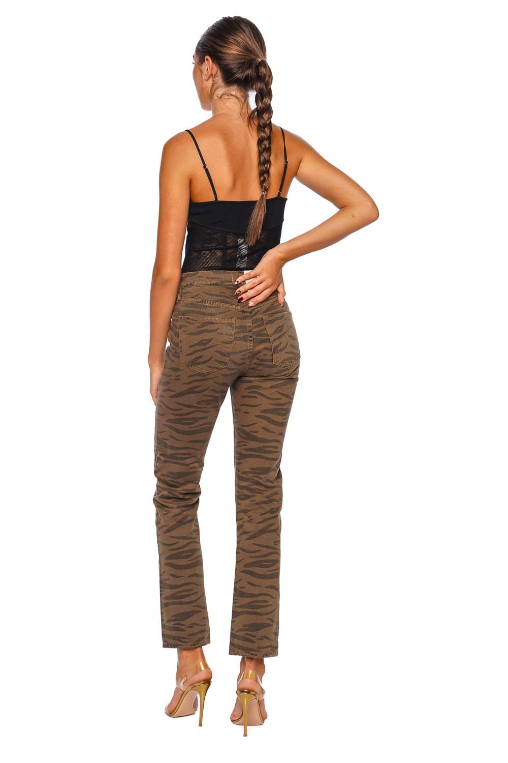 Blaine Olivine Zebra Straight Jean