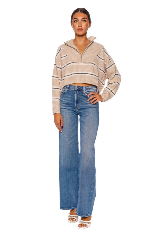 Hampton Cropped Cashmere Striped Sweater