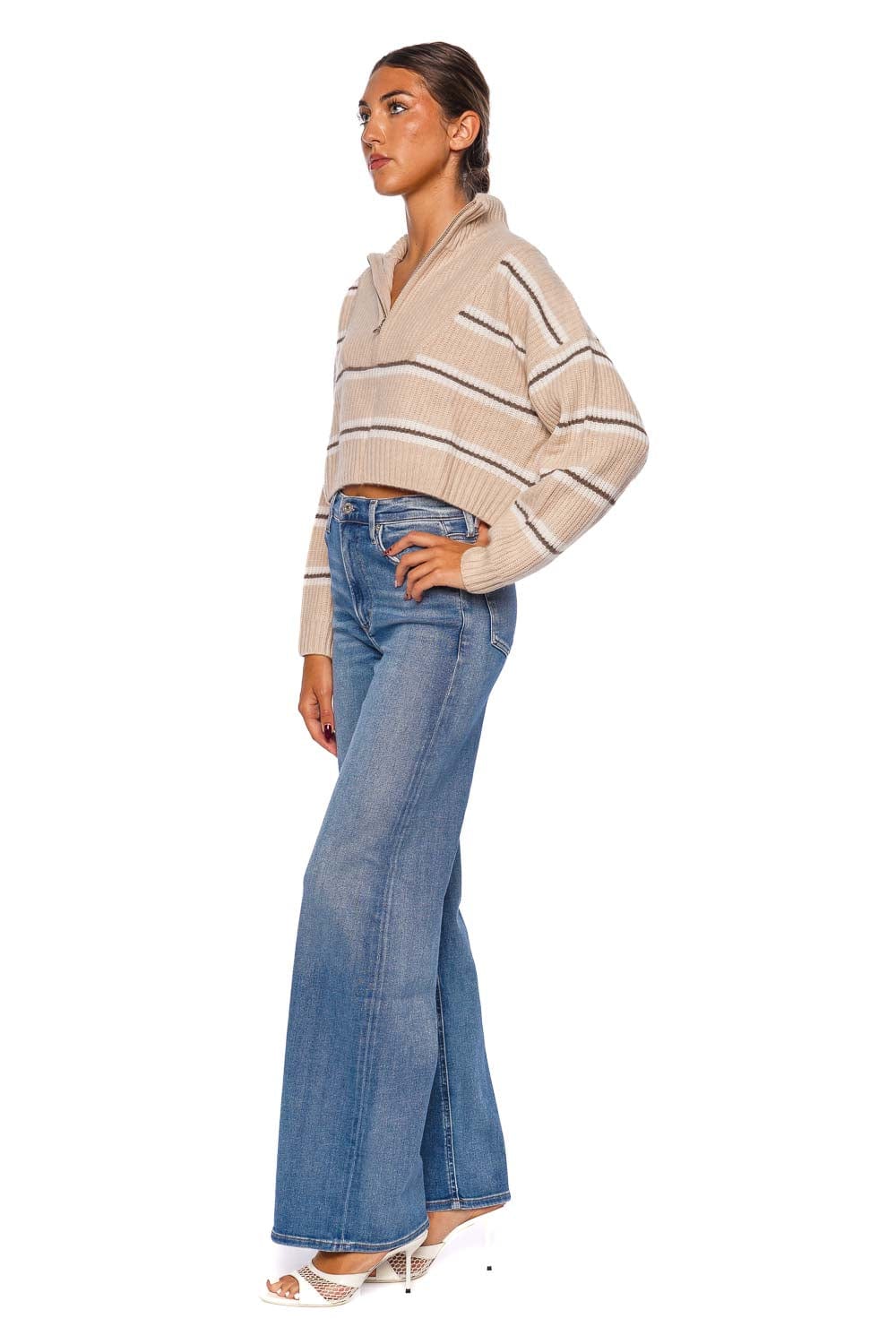 Hampton Cropped Cashmere Striped Sweater