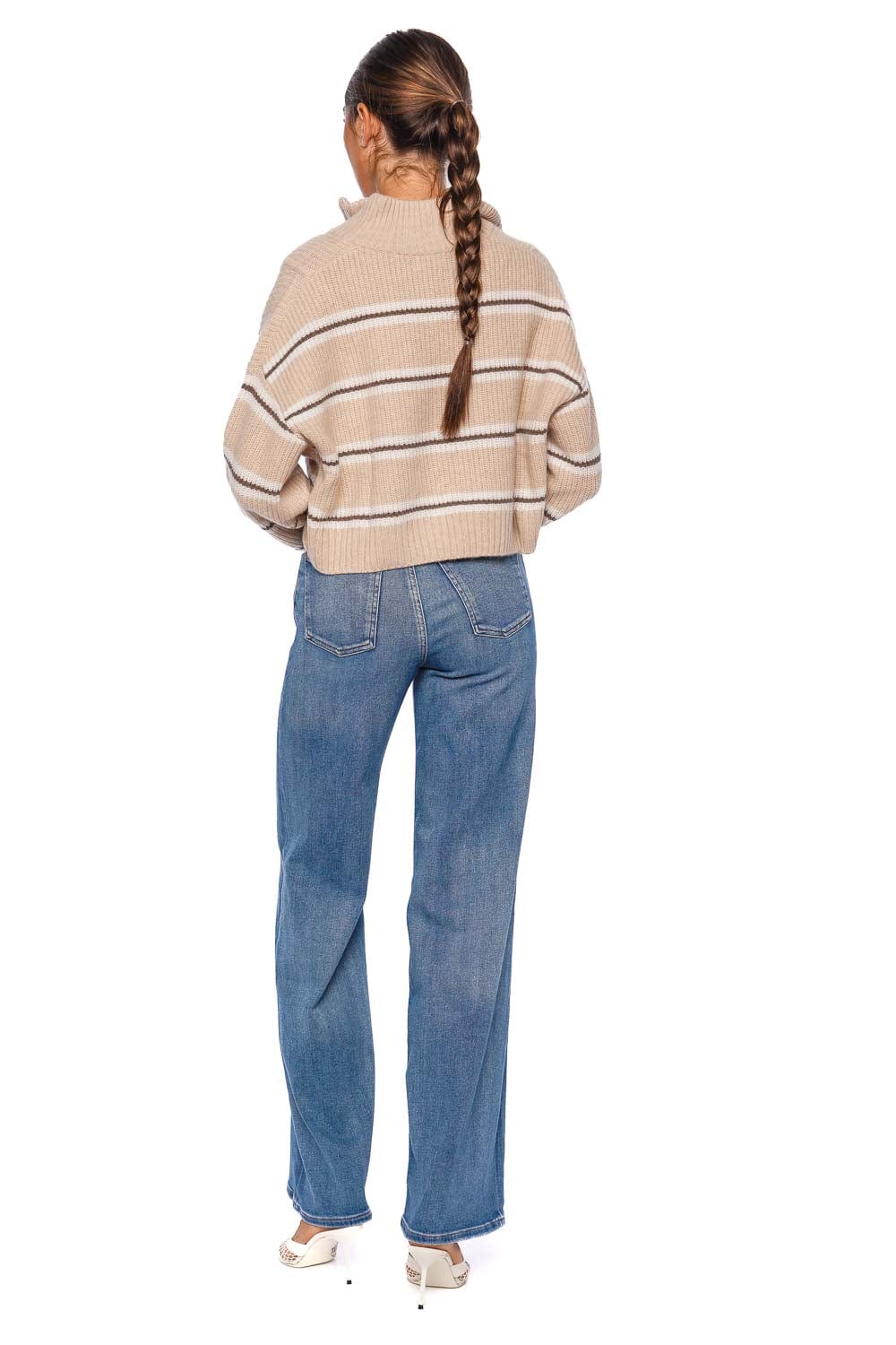 Hampton Cropped Cashmere Striped Sweater