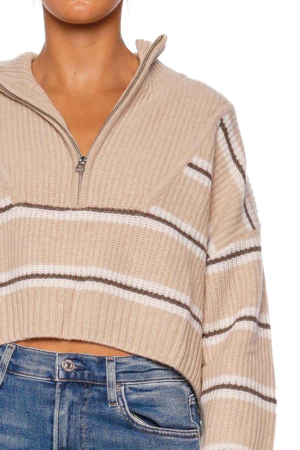 Hampton Cropped Cashmere Striped Sweater