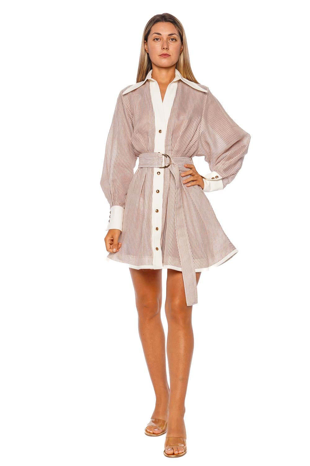 Hypnotic Tuck Striped Long Sleeve Mini Dress