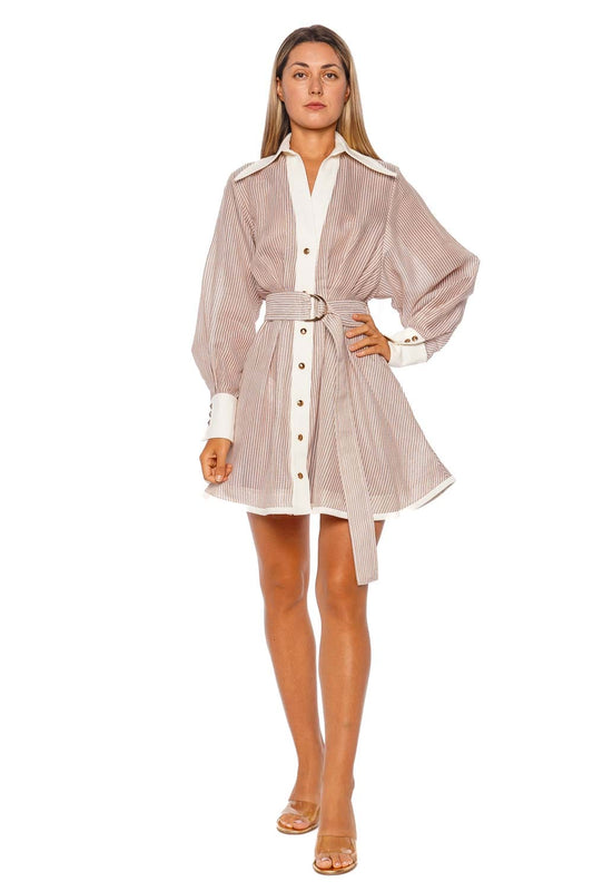 Hypnotic Tuck Striped Long Sleeve Mini Dress