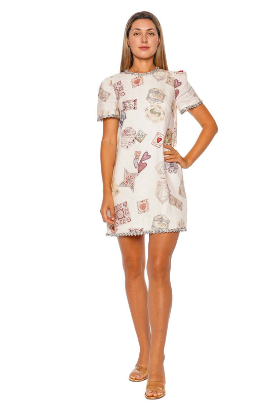 Hypnotic Jewelled Short Sleeve Shift Mini Dress