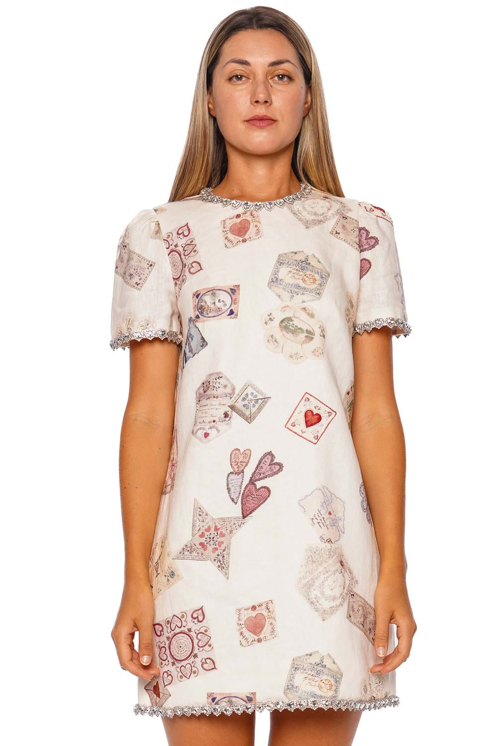 Hypnotic Jewelled Short Sleeve Shift Mini Dress