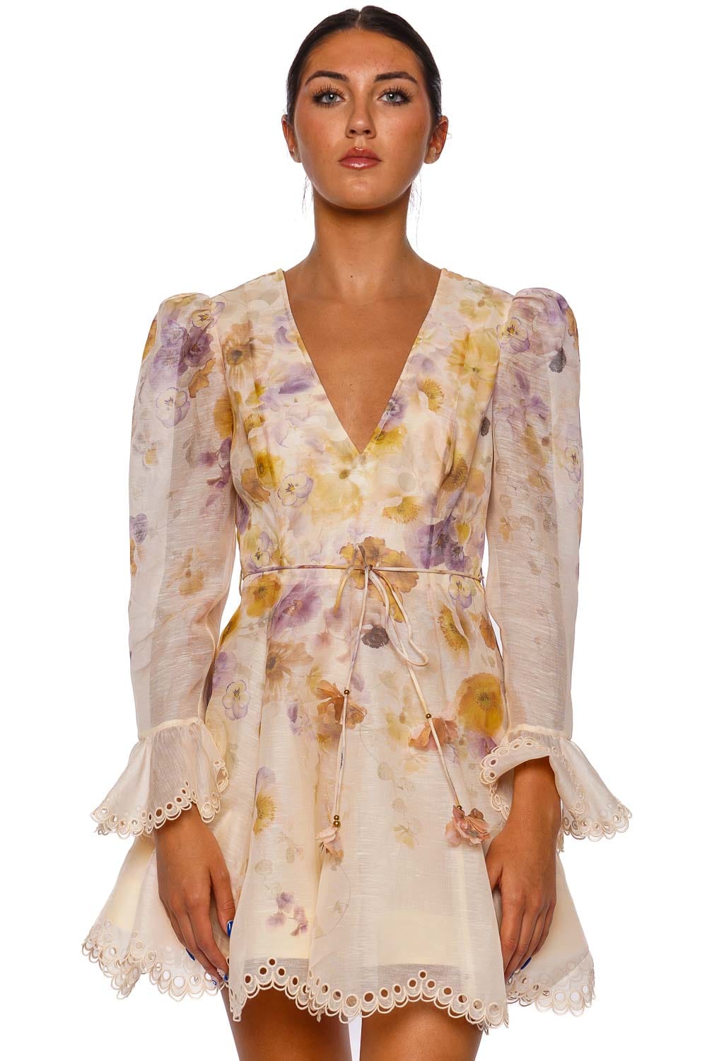 Memento Floral Embroidered Long Sleeve Mini Dress
