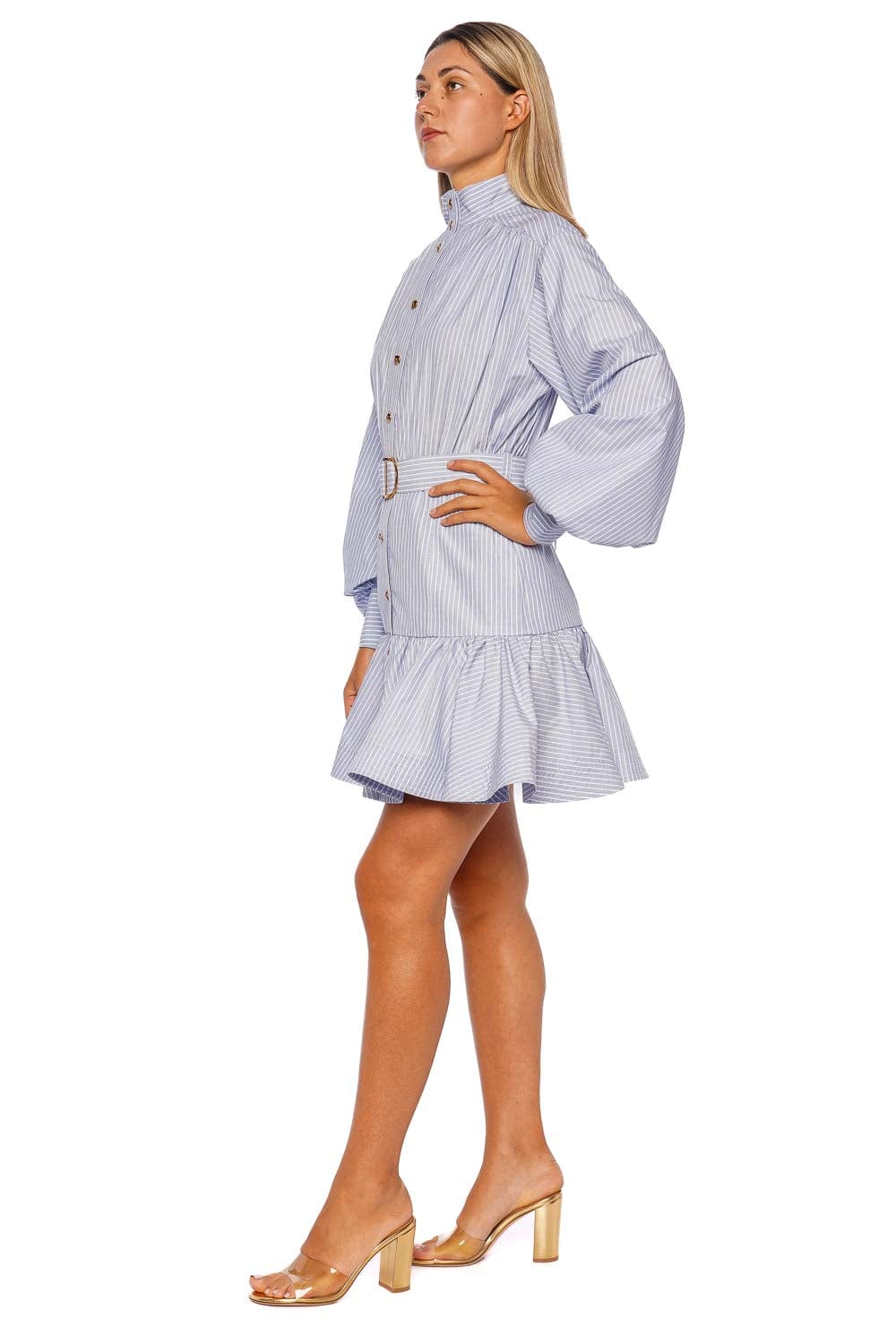 Stripe Utility Belted Long Sleeve Mini Dress