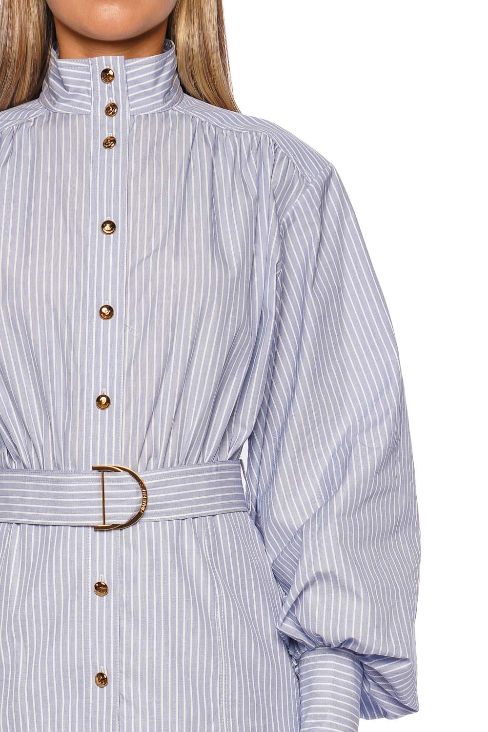 Stripe Utility Belted Long Sleeve Mini Dress