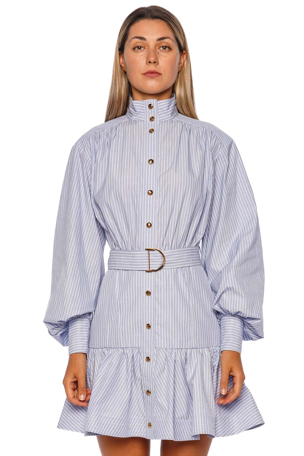Stripe Utility Belted Long Sleeve Mini Dress