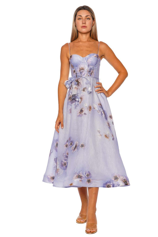 Hypnotic Picnic Lilac Floral Bustier Midi Dress