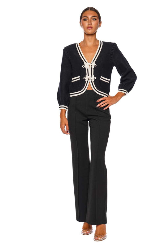 Kaito Ivory Trim Cropped Cardigan