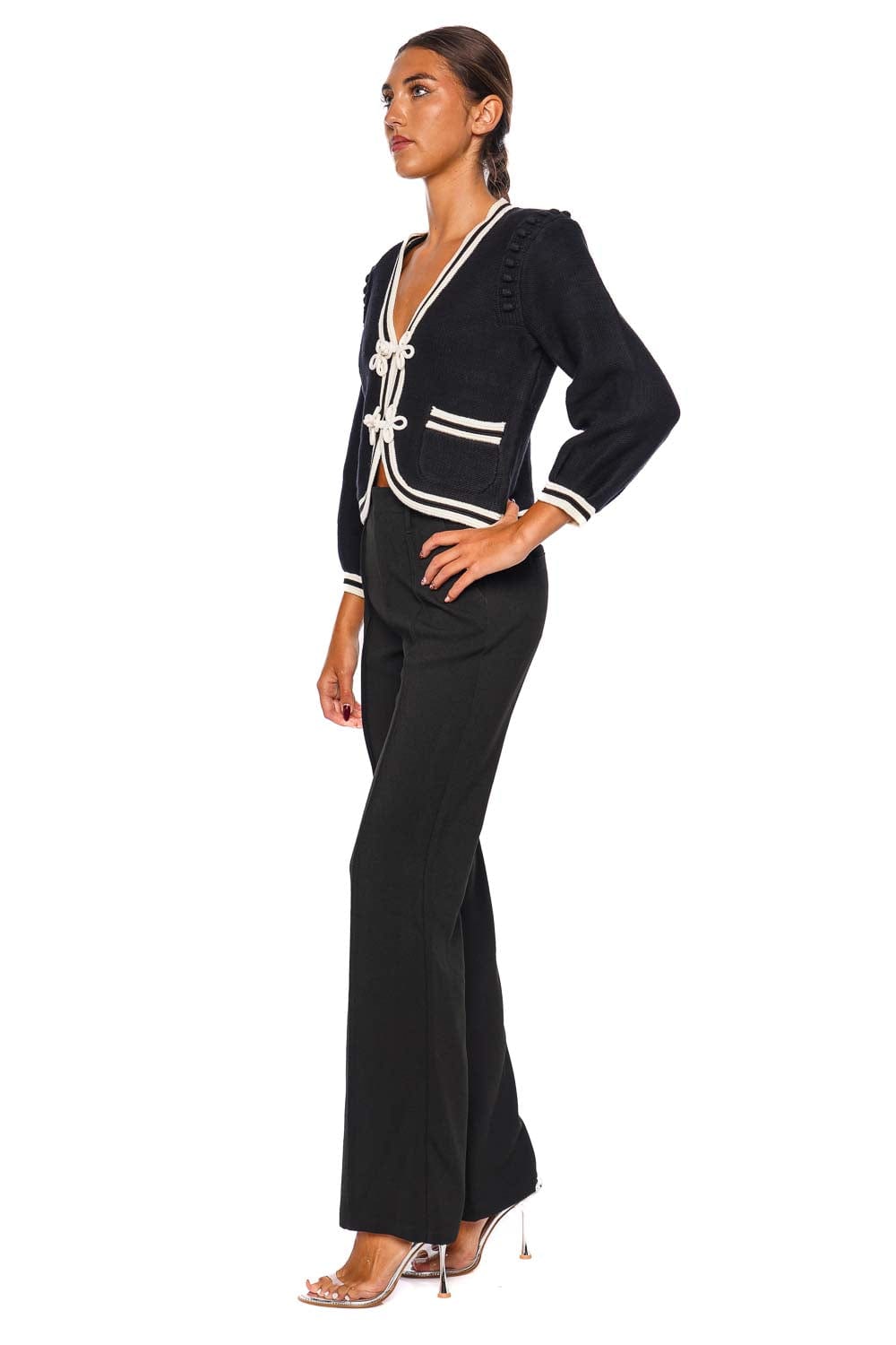 Kaito Ivory Trim Cropped Cardigan