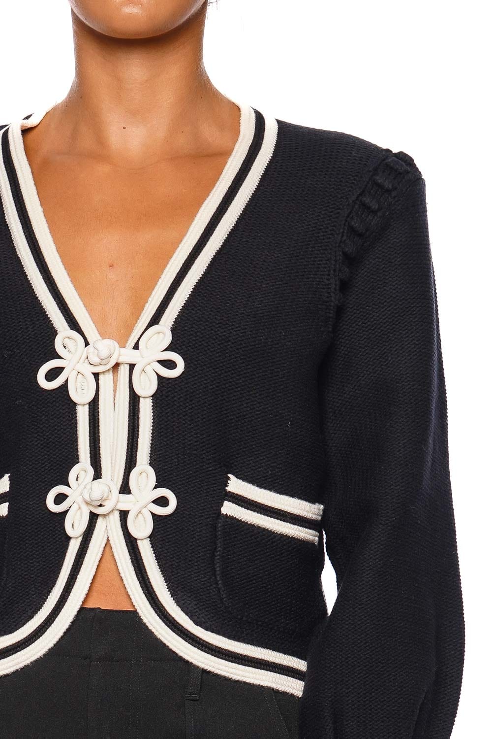 Kaito Ivory Trim Cropped Cardigan
