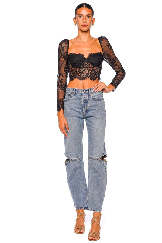 Lori Black Lace Bustier Crop Top