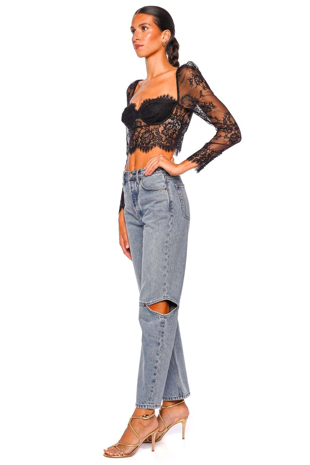 Lori Black Lace Bustier Crop Top