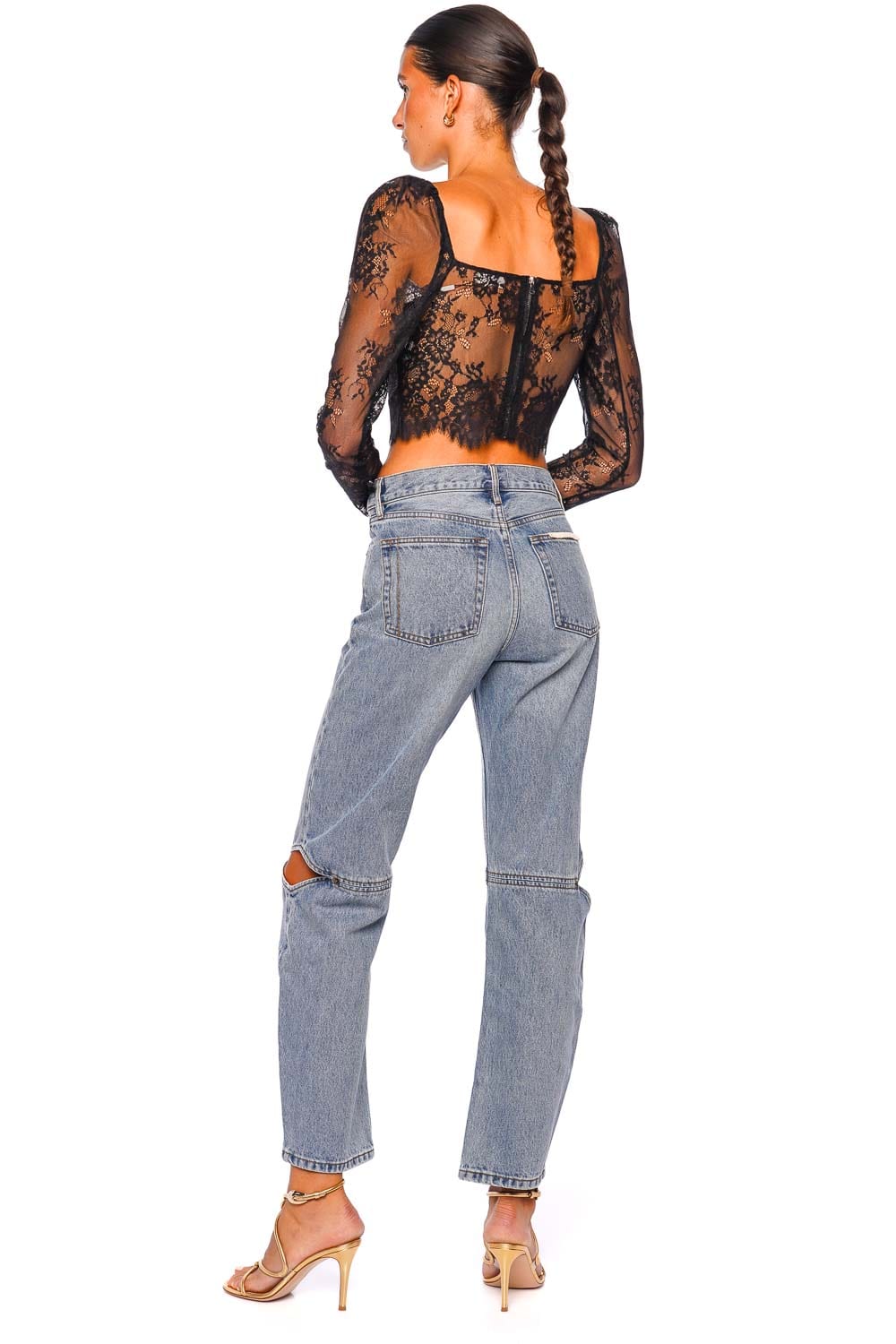 Lori Black Lace Bustier Crop Top