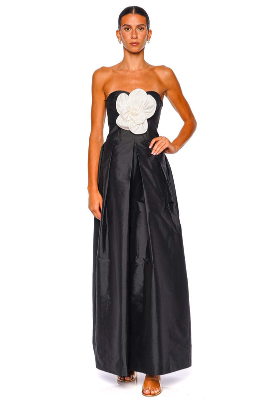 Taffeta Bloom Strapless Wide Leg Jumpsuit