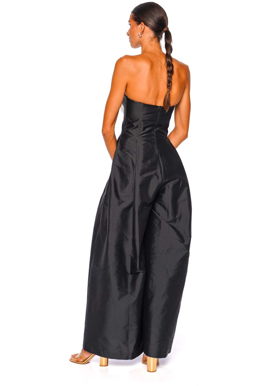 Taffeta Bloom Strapless Wide Leg Jumpsuit