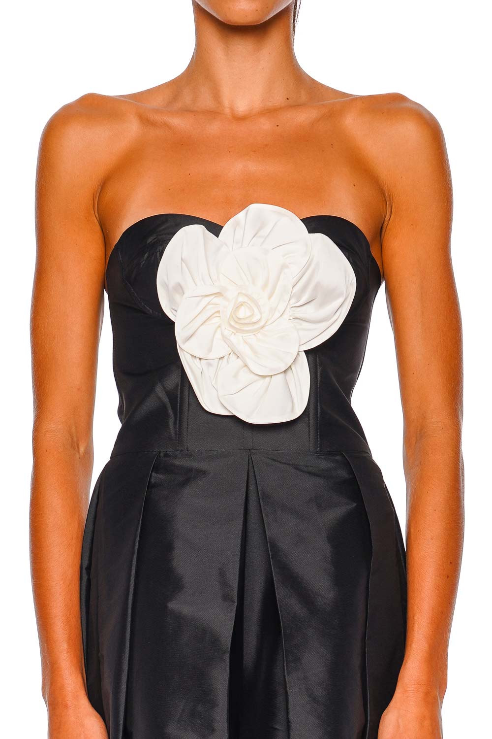 Taffeta Bloom Strapless Wide Leg Jumpsuit