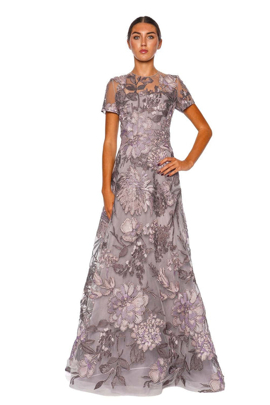Metallic Raffia Cap Sleeve Gown
