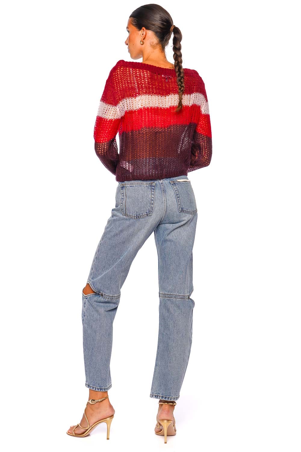 Tessa Syrah Stripe Mohair Boatneck Sweater