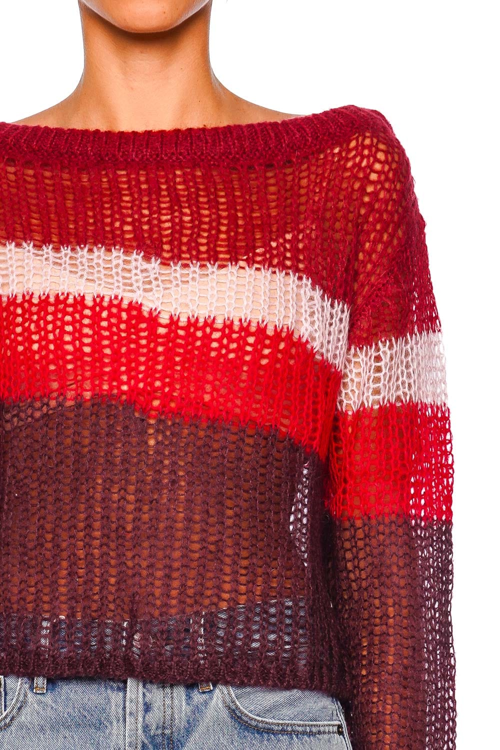 Tessa Syrah Stripe Mohair Boatneck Sweater