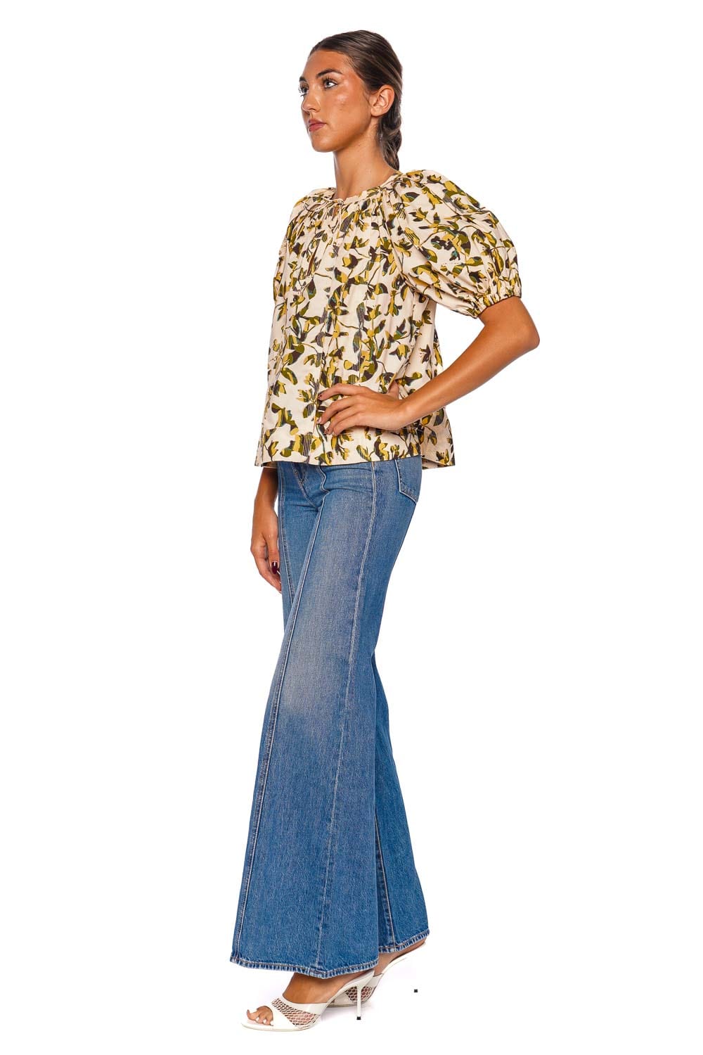 Loli Floral Cotton Puff Sleeve Blouse