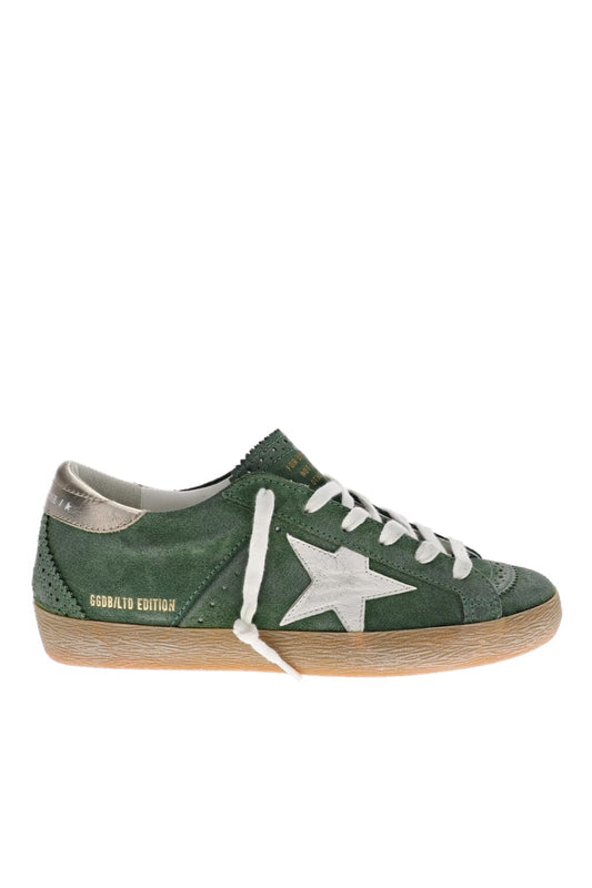 Super Star Green Stitch Suede Sneakers