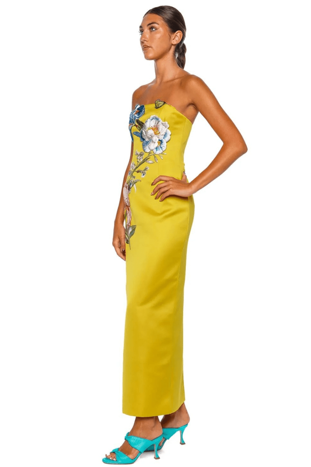 Rayna Strapless Applique Floral Maxi Dress