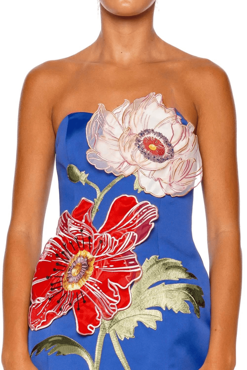 Rosario Floral Embroidered Strapless Mini Dress